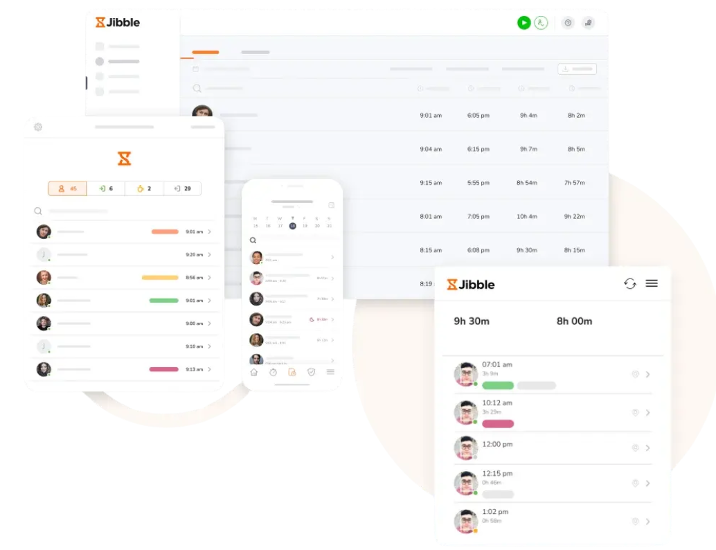 sistema de control de asistencias y marcajes biométricos Jibble